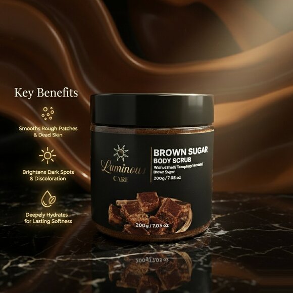 Luminous Care Brown Sugar Body Scrub | Sea Salt + Walnut Shell Exfoliating 200g - Picture 4 of 10